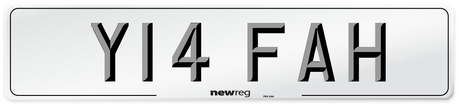 Y14 FAH Number Plate from New Reg